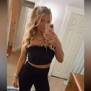 Feather Change Square Neck Crop Top